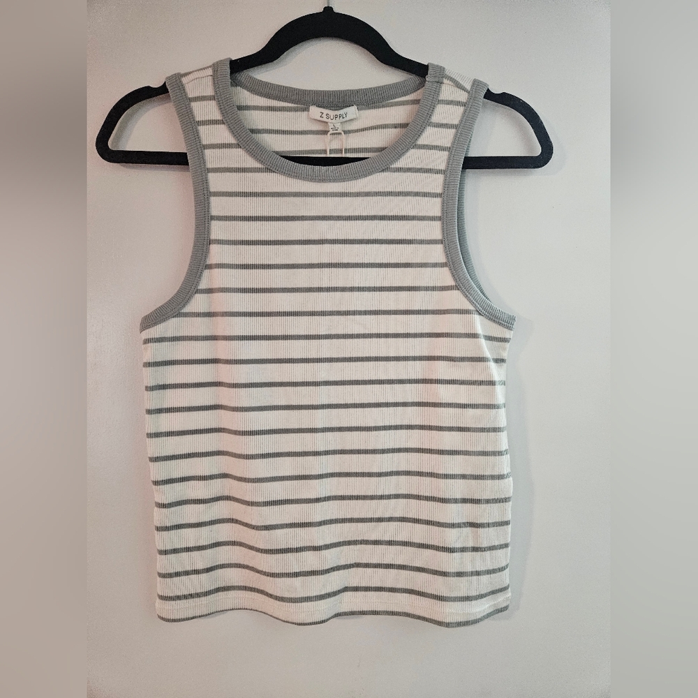 Z Supply women’s Striped Gray and White cropped Tank Top